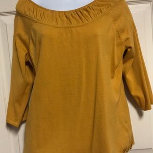 Yellow gold  top 3/4 length sleeves silk & cotton